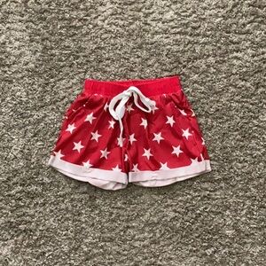 Red and White Star Print Athletic Shorts